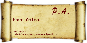 Paor Anina névjegykártya